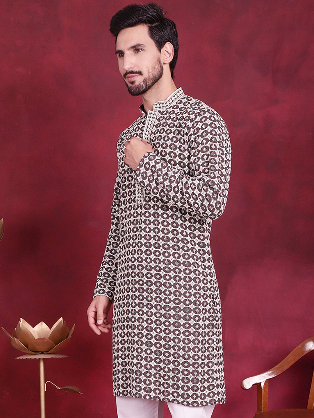 Men'S Sequins Embroidered Kurtas