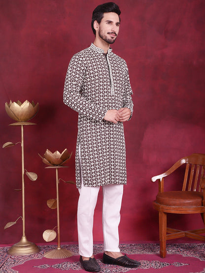 Men'S Sequins Embroidered Kurtas
