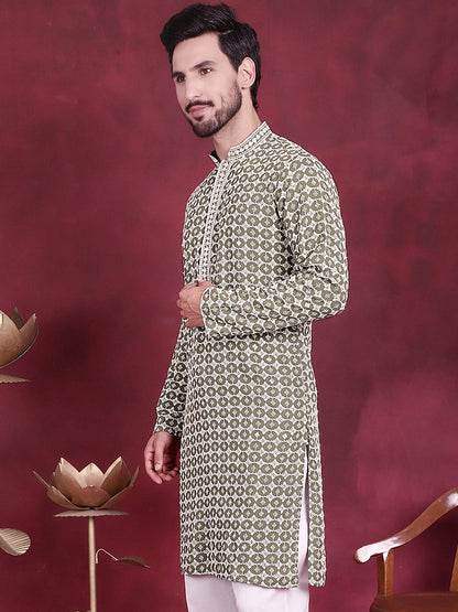 Men'S Sequins Embroidered Kurtas