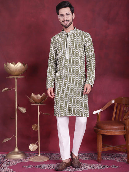 Men'S Sequins Embroidered Kurtas