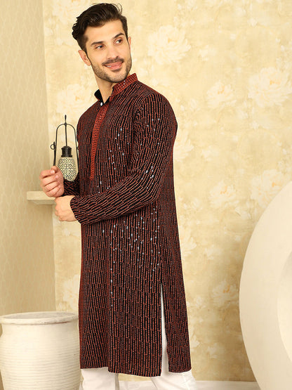 Men'S Sequins Chikankari Embroidered Kurtas