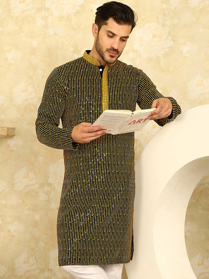 Men'S Sequins Chikankari Embroidered Kurtas