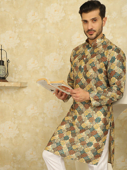 Men'S Floral Printed Kurtas