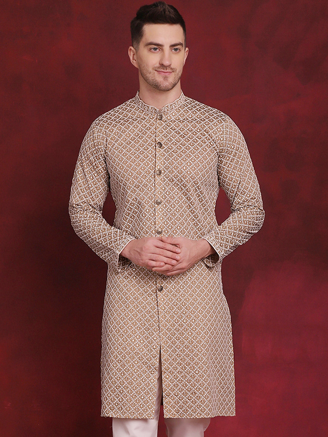 Sequin Chikankari Front Open Kurtas