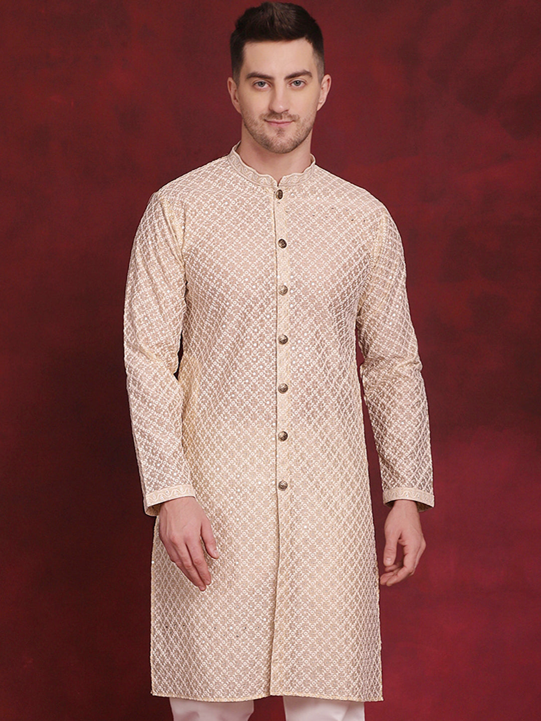 Sequin Chikankari Front Open Kurtas