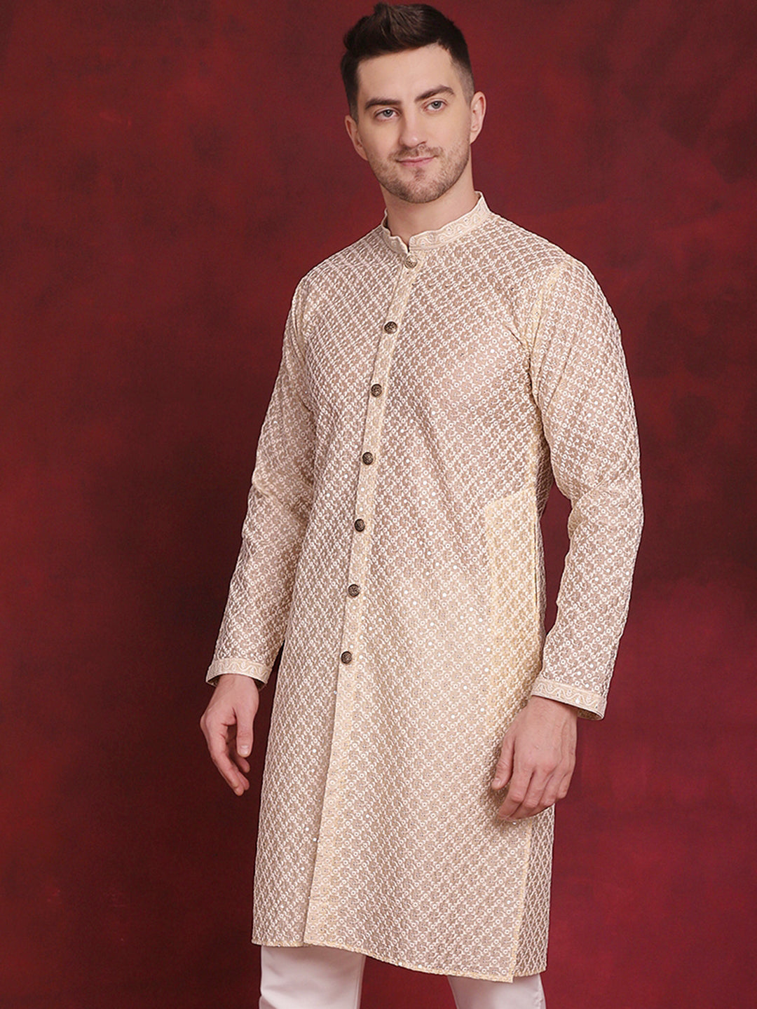 Sequin Chikankari Front Open Kurtas