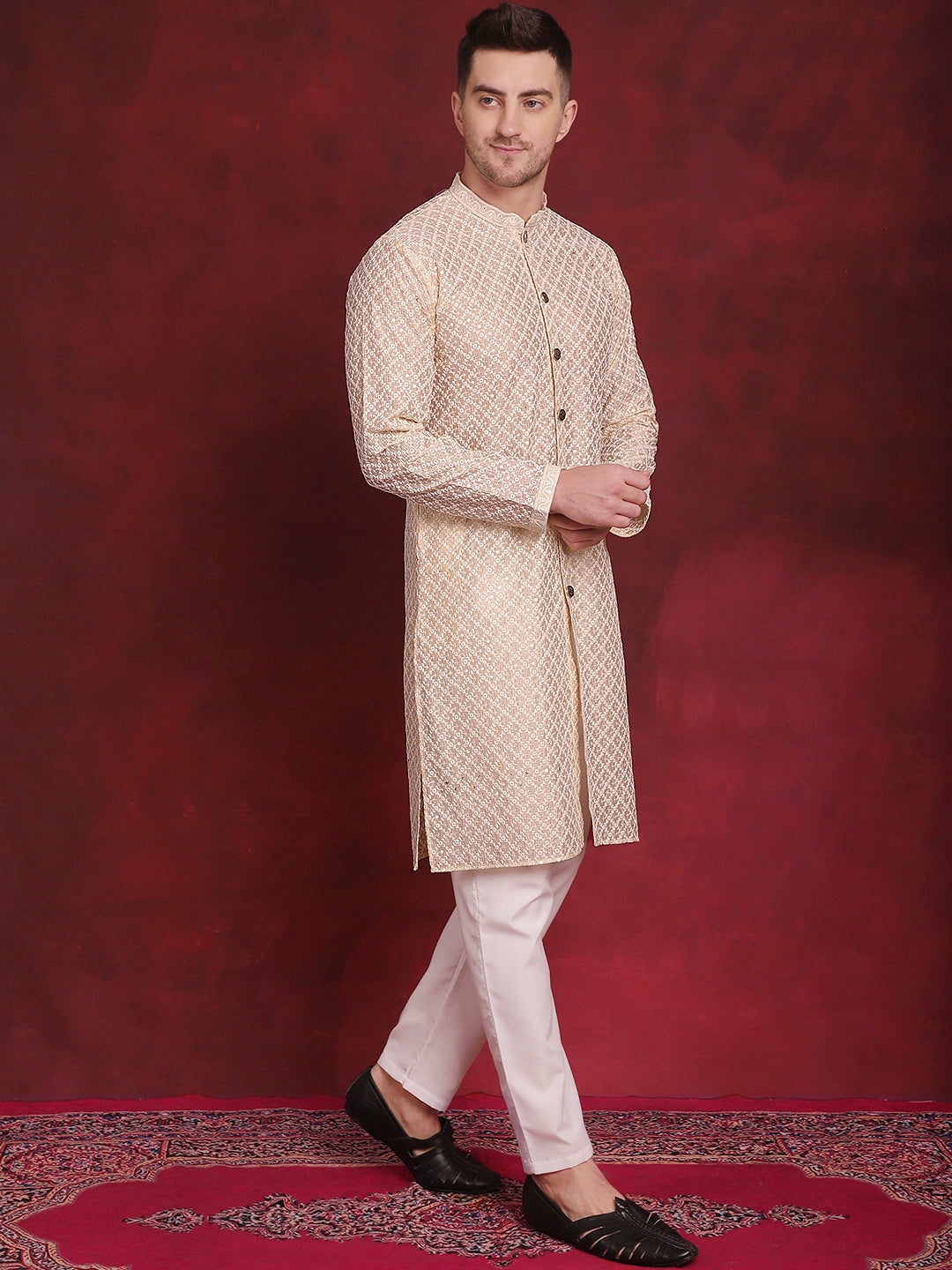 Sequin Chikankari Front Open Kurtas