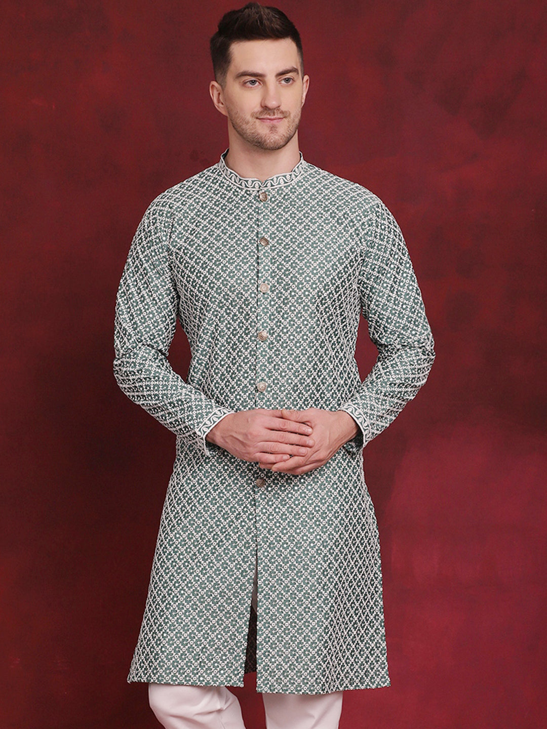 Sequin Chikankari Front Open Kurtas
