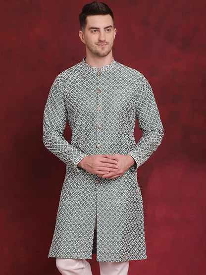 Sequin Chikankari Front Open Kurtas