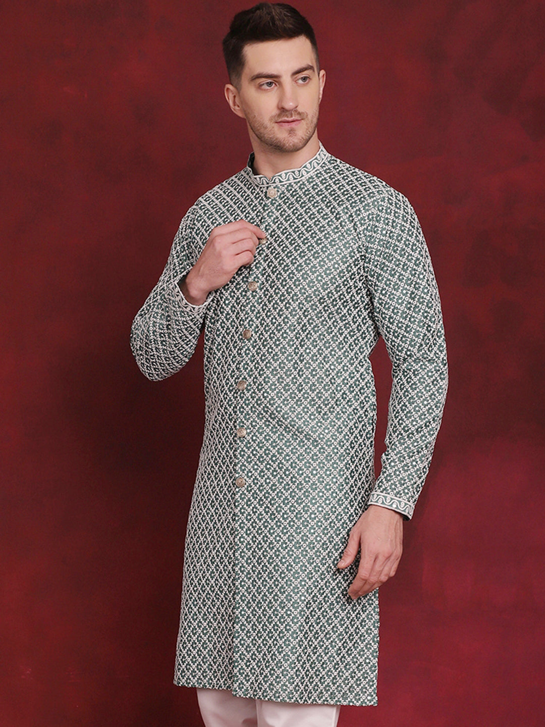 Sequin Chikankari Front Open Kurtas