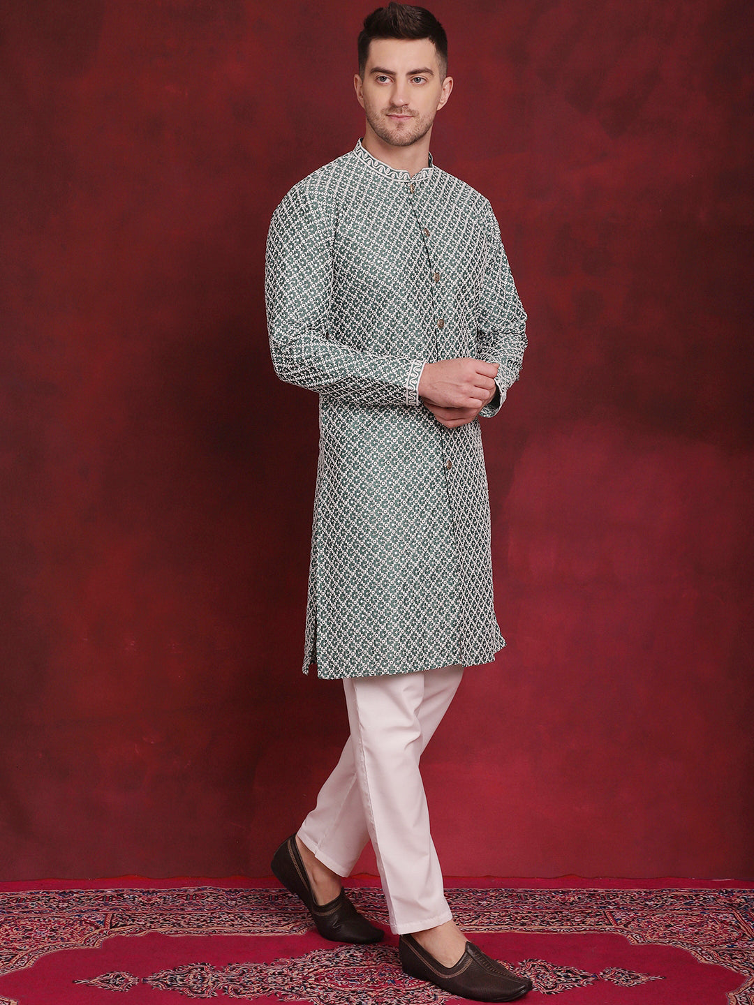 Sequin Chikankari Front Open Kurtas