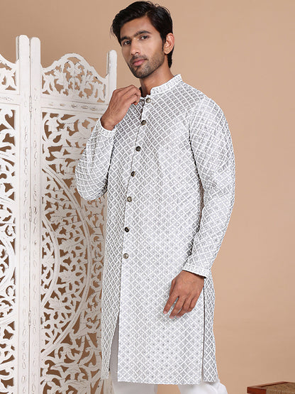 Sequin Chikankari Front Open Kurtas