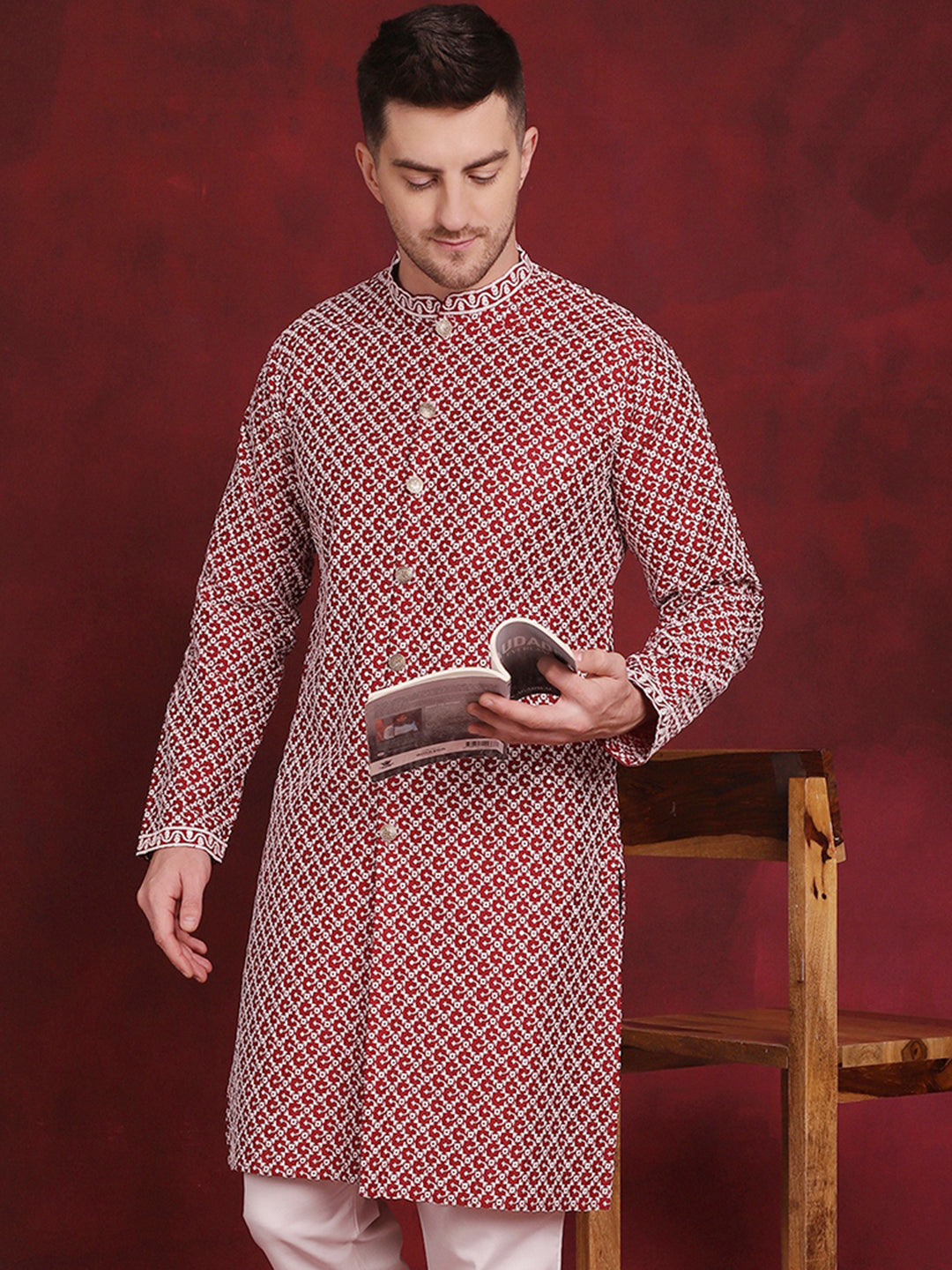 Sequin Chikankari Front Open Kurtas