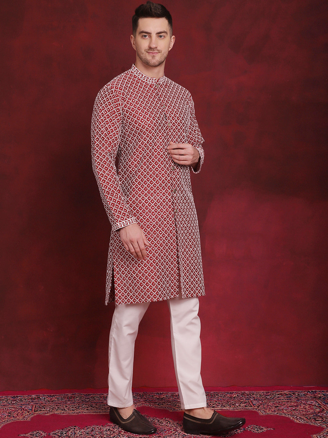 Sequin Chikankari Front Open Kurtas