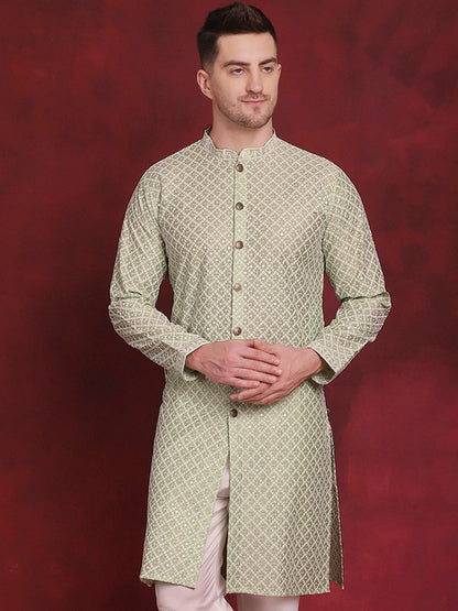 Sequin Chikankari Front Open Kurtas
