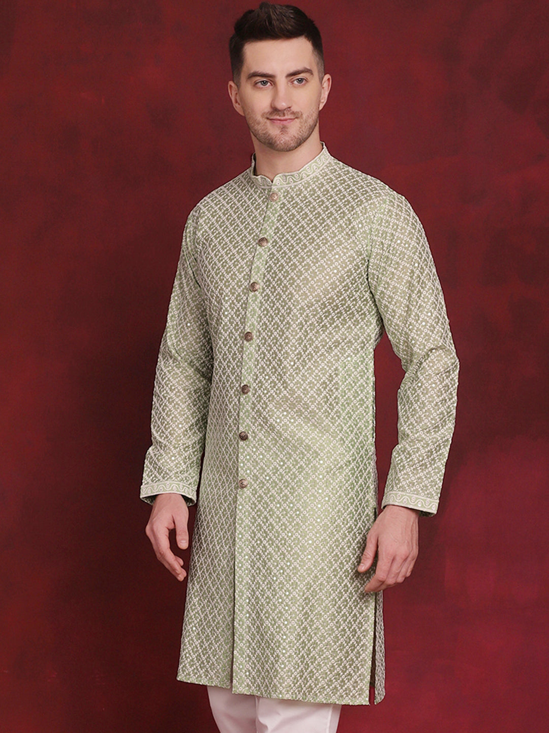 Sequin Chikankari Front Open Kurtas