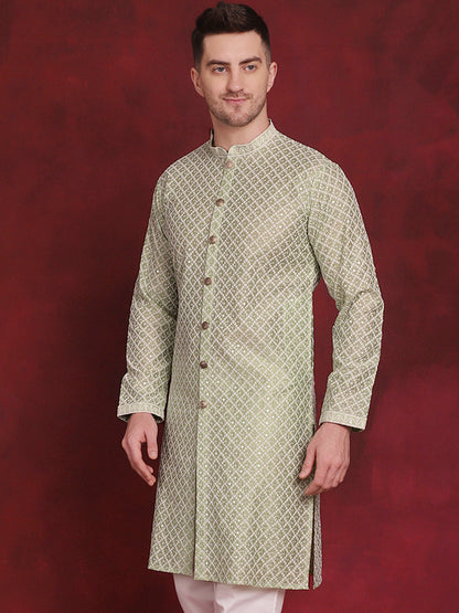 Sequin Chikankari Front Open Kurtas