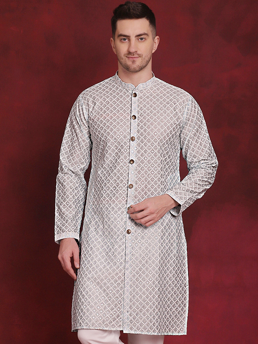 Sequin Chikankari Front Open Kurtas