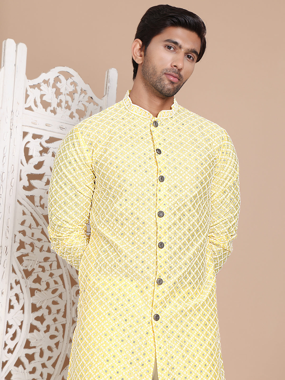 Sequin Chikankari Front Open Kurtas