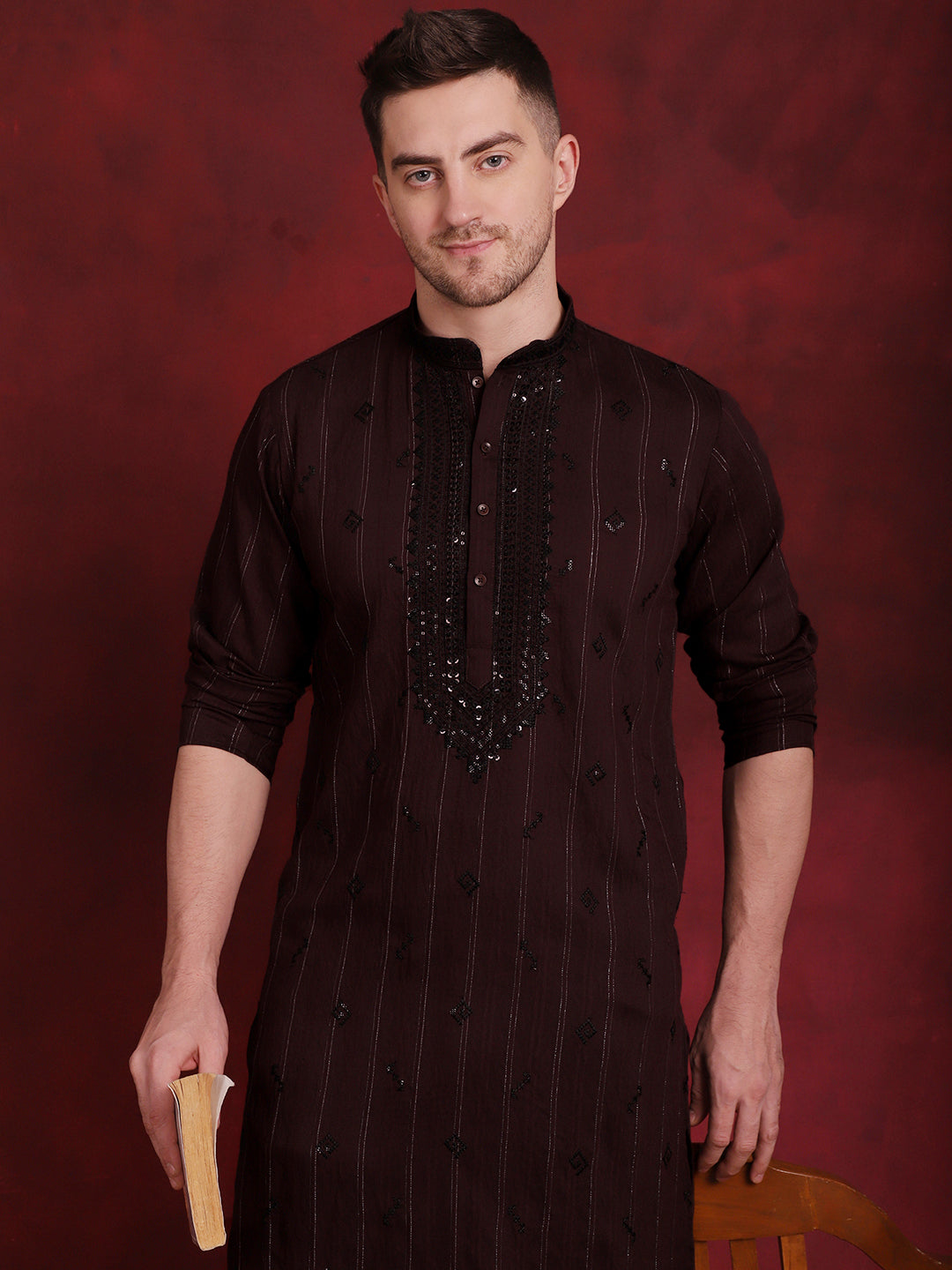 Sequins Embroidered Kurtas For Men