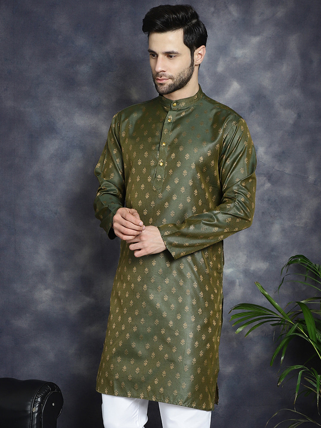Woven Design Silk Blend Kurtas