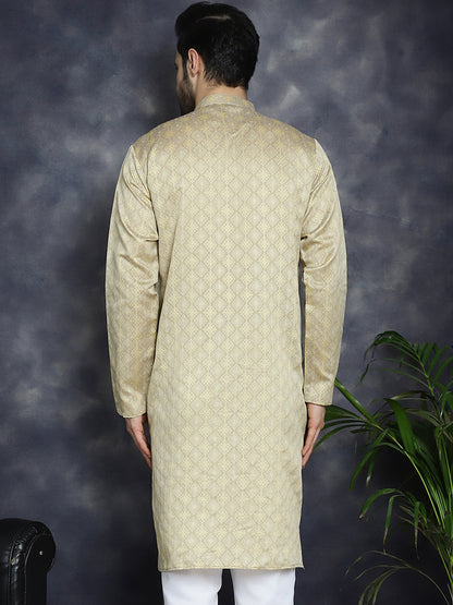 Beige Woven Design Kurtas