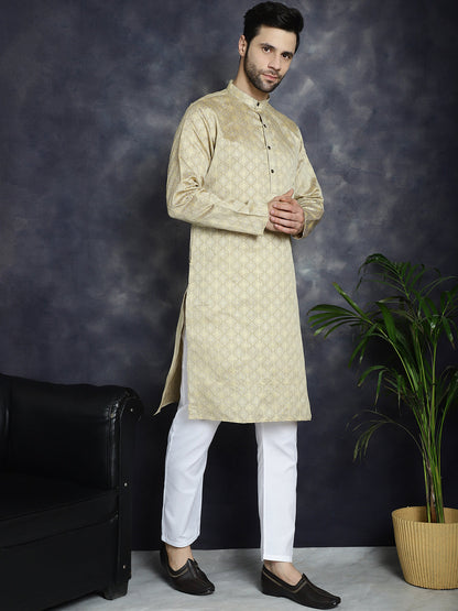 Beige Woven Design Kurtas