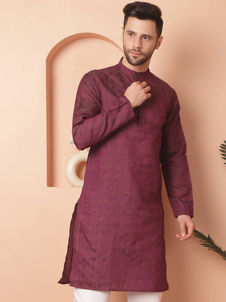 Woven Design Silk Blend Kurtas