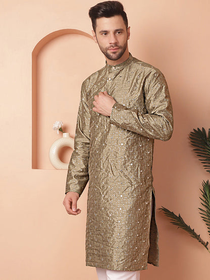 Men'S Embroidered Mirror Work Kurtas