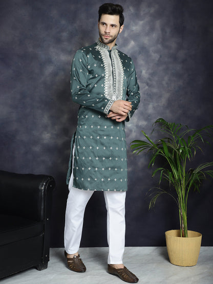 Men'S Sequins Embroidered Kurtas