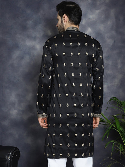 Men'S Black Chikankari Embroidered Kurtas