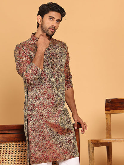 Men'S Silk Blend Straight Kurtas