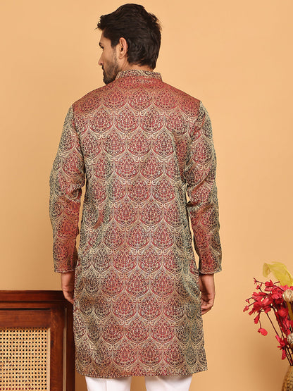 Men'S Silk Blend Straight Kurtas