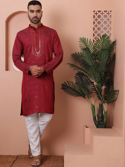 Men'S Sequins Embroidered Kurtas.