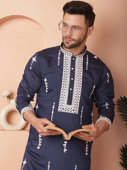 Men'S Collar Chikankari Embroidered Kurtas