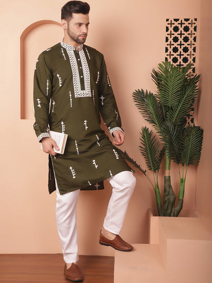 Men'S Collar Chikankari Embroidered Kurtas