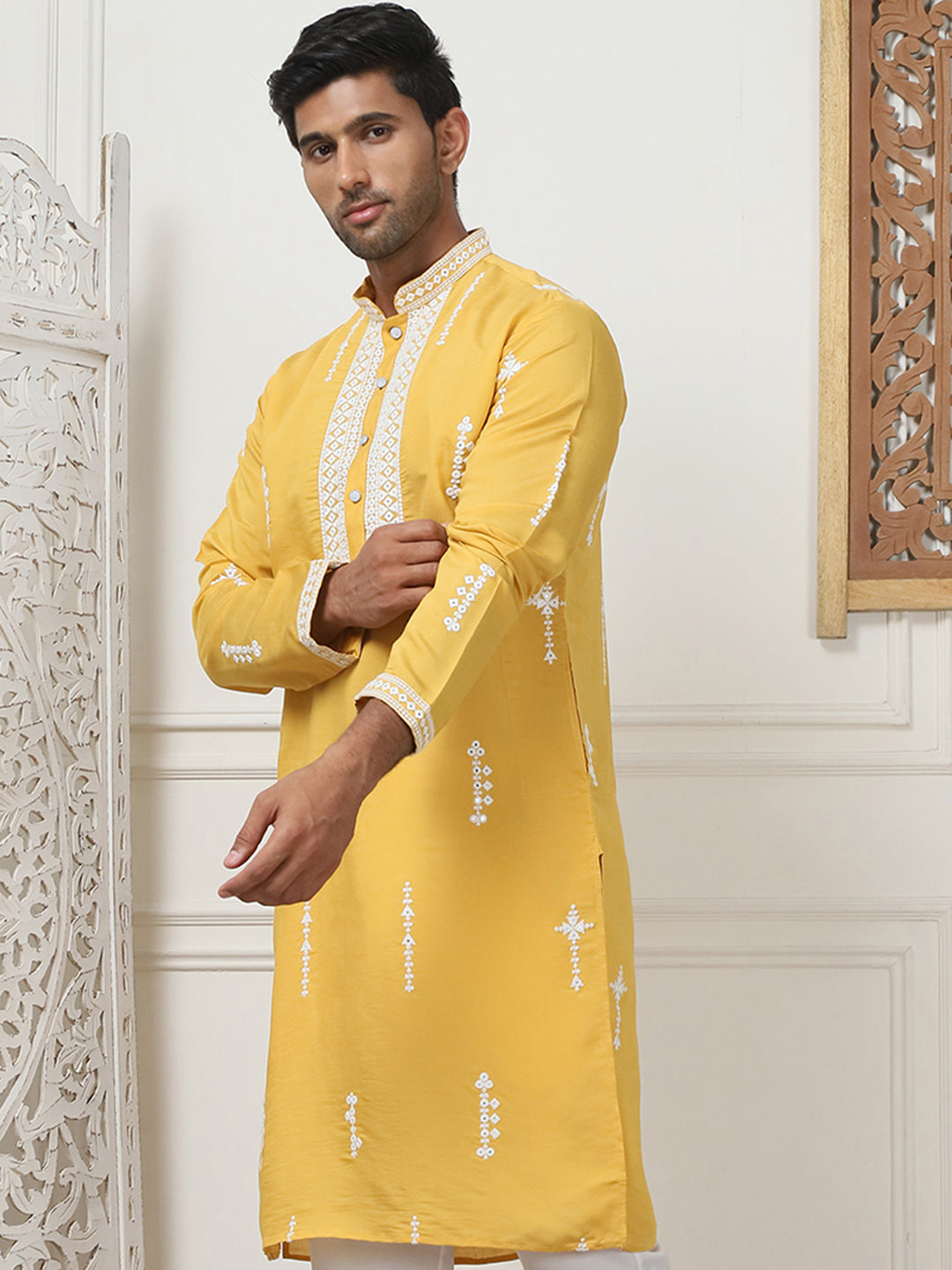 Collar Chikankari Embroidered Kurtas