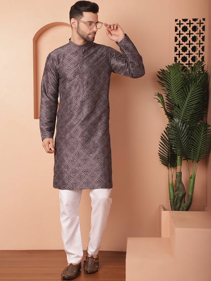Men'S Chikankari And Sequence Kurtas