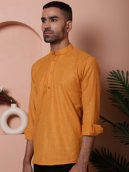 Men Woven Design Short Kurta