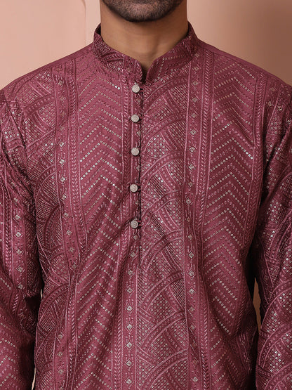Men'S Embroidered And Sequins Kurtas.