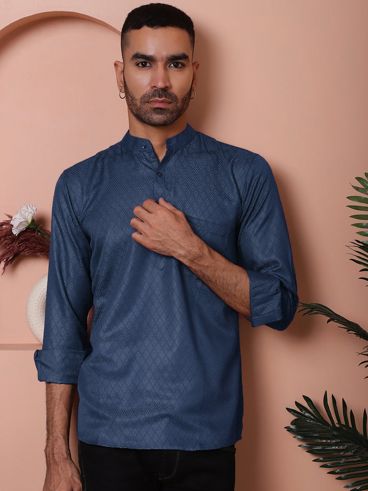 Woven Design Short Kurta For Men