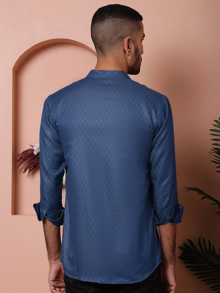 Woven Design Short Kurta For Men