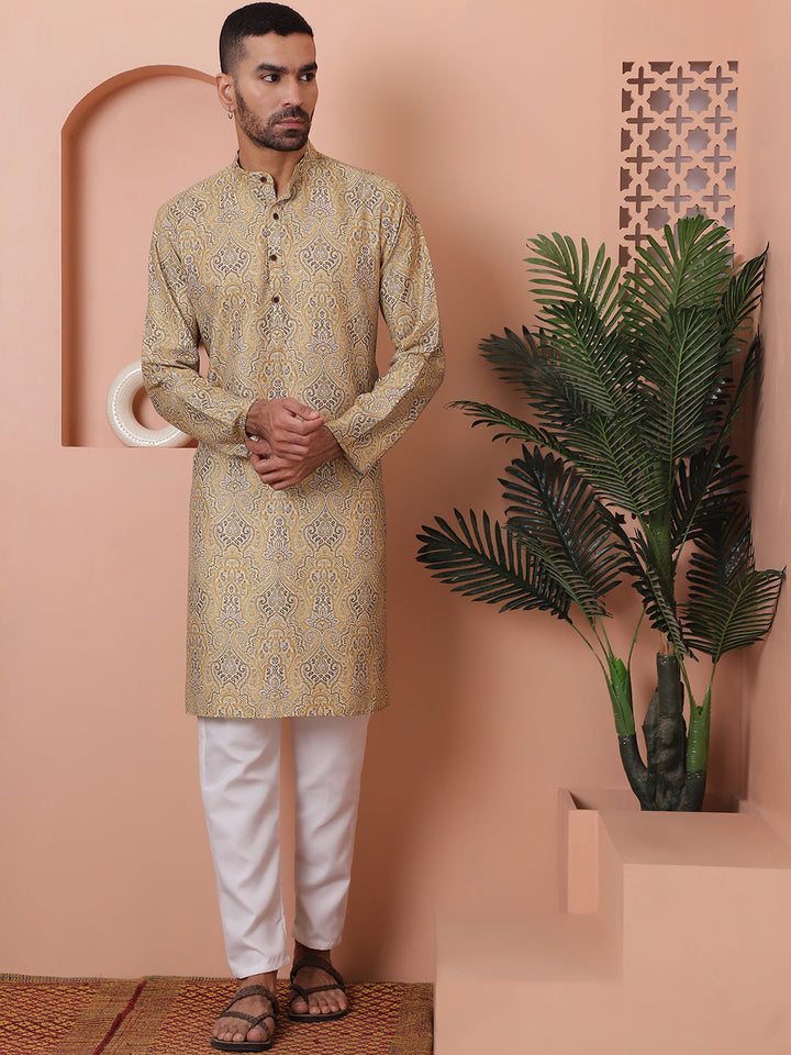 Men Printed Cotton Kurtas.