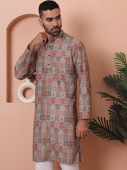 Men Printed Cotton Kurtas.