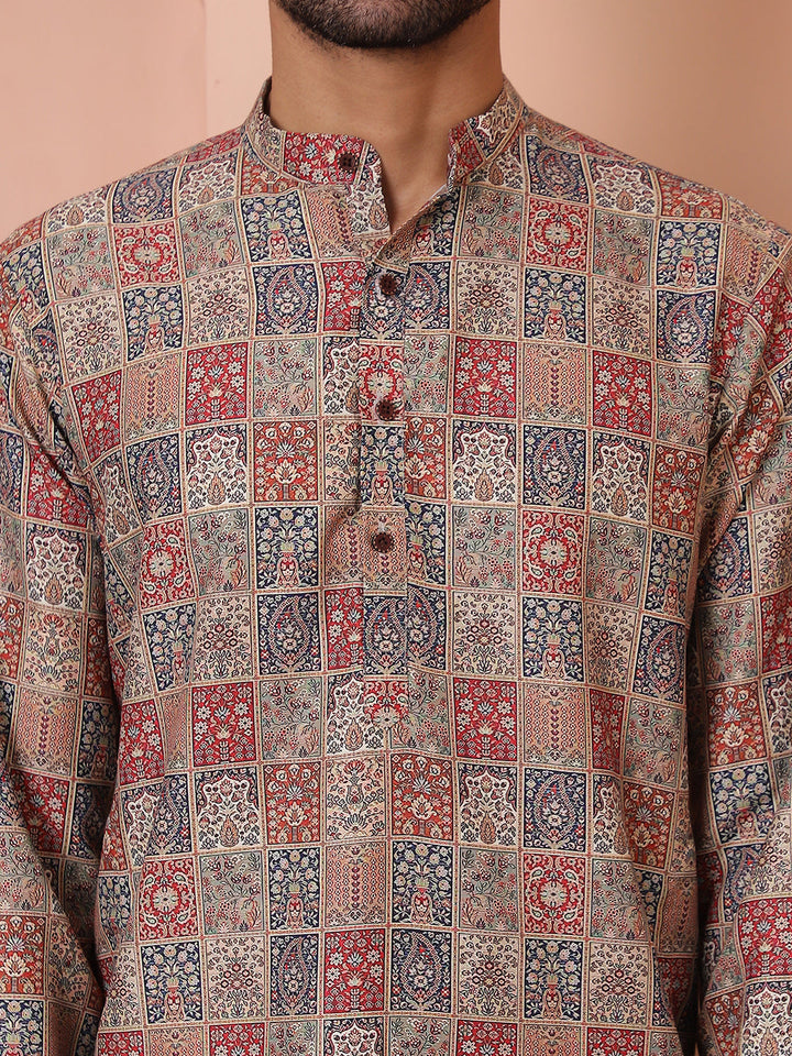 Men Printed Cotton Kurtas.