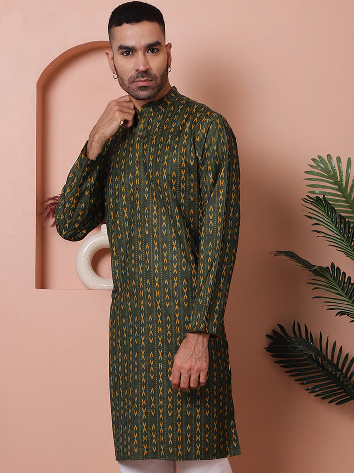 Men Printed Cotton Kurtas.
