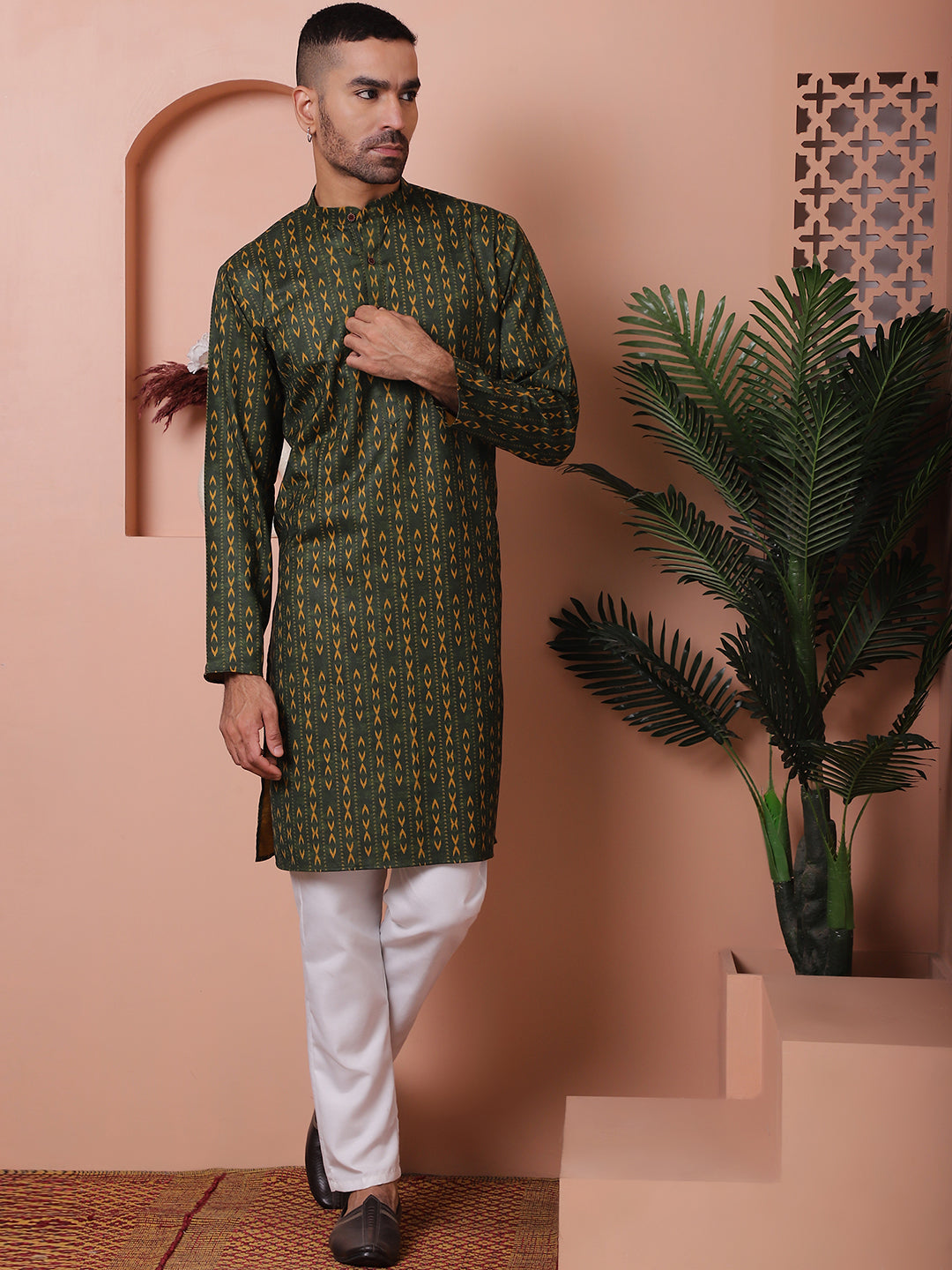 Men Printed Cotton Kurtas.