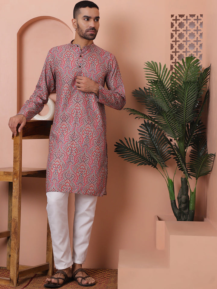 Men Printed Cotton Kurtas.