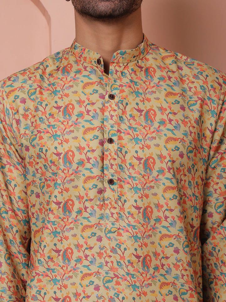 Men Printed Cotton Kurtas.