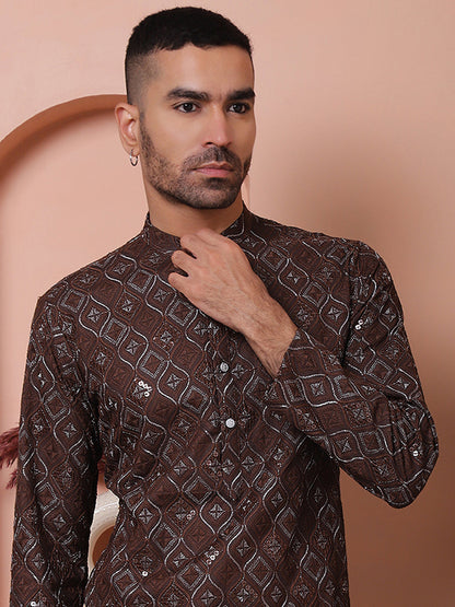 Men'S Sequins And Embroidered Kurtas.